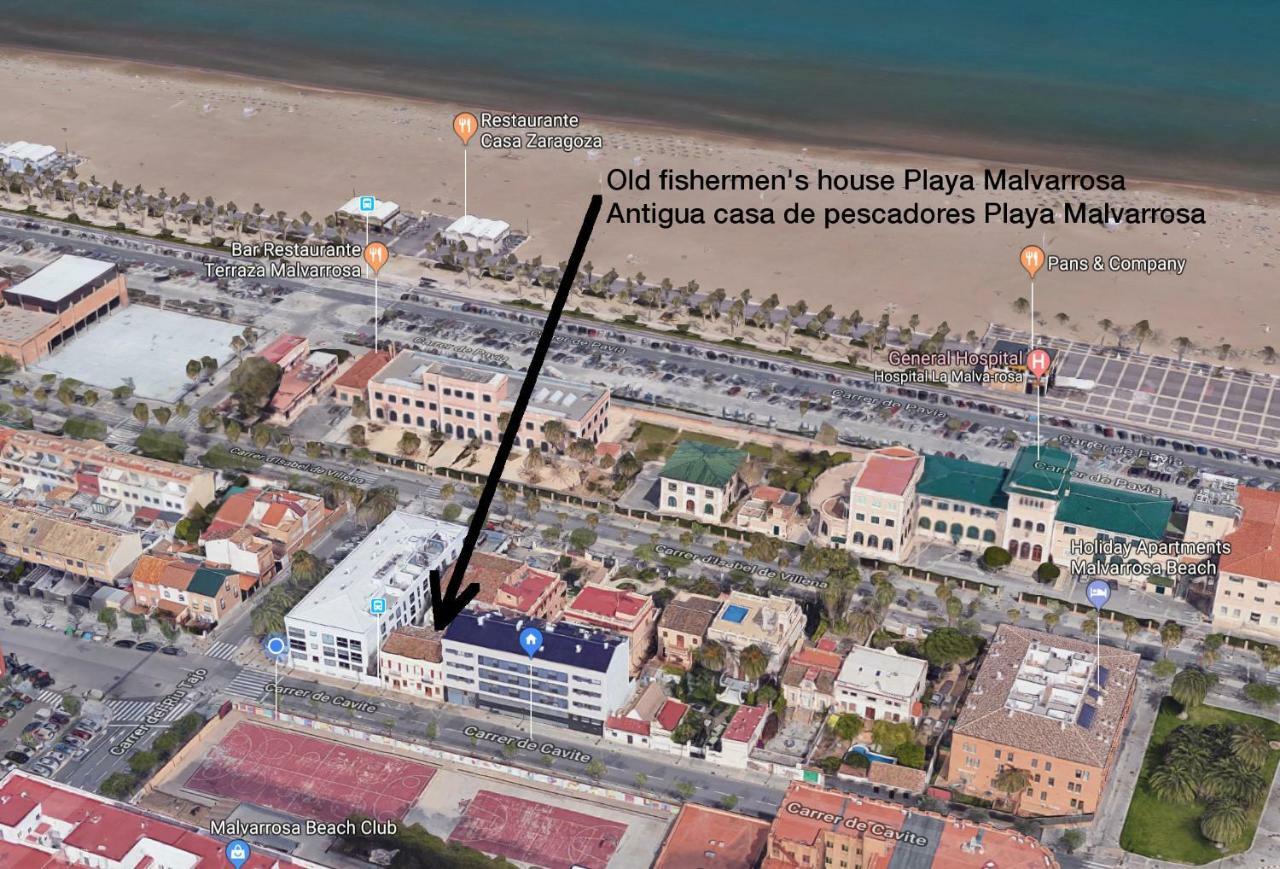 Old Fisherman'S House In Malvarrosa Beach Valencia Buitenkant foto